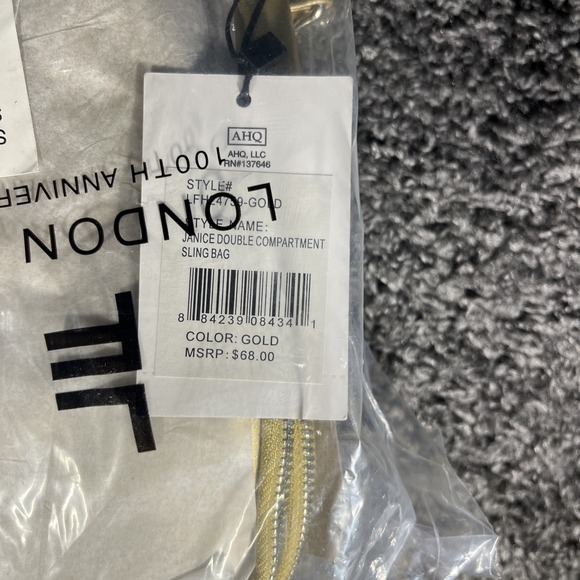 London Fog Janice Gold Sling Bag Crossbody Double Compartment NWT $68 - Picture 2 of 6